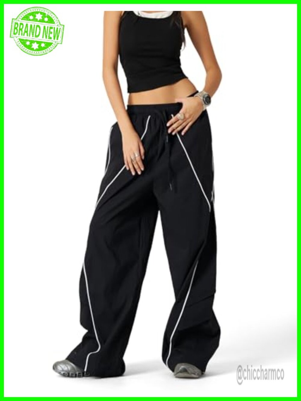 Parachute Pants Wide Leg Baggy Y2K Unisex Jogger Sweatpants Streetwear